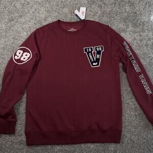 Vineyard Vines Varsity Graphic Terry Maroon Crewneck Sweatshirt Adult Medium